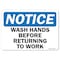 Signmission OSHA Notice Sign, Wash Hands, 10in X 7in Rigid Plastic, 7" W, 10" L, Landscape, Wash Hands OS-NS-P-710-L-19574 - alternate 1